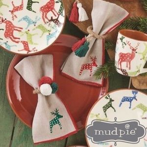 Mud Pie Holiday Tassel Napkin Rings Set